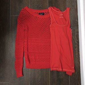 Red sweater and tank from American Eagle